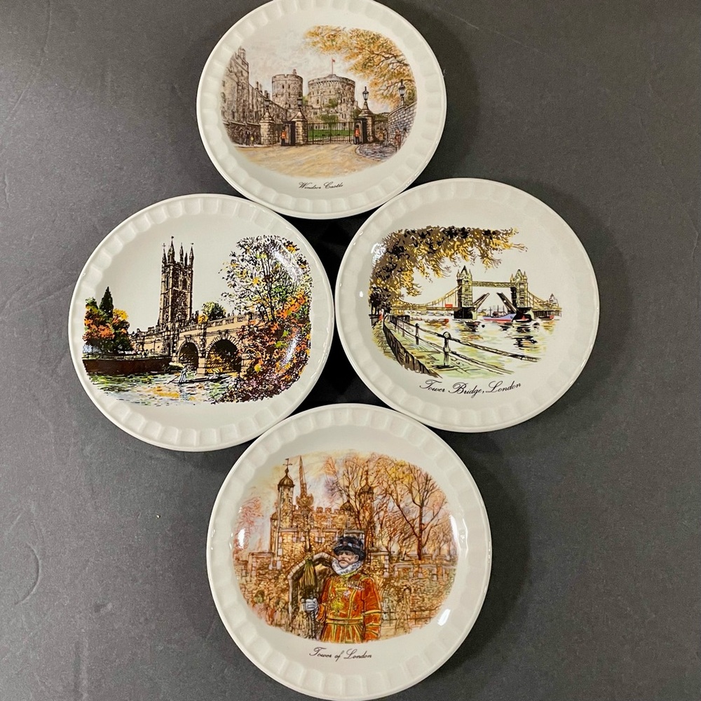 Vintage England Souvenir Plates Coasters Historic Places of England Collectible